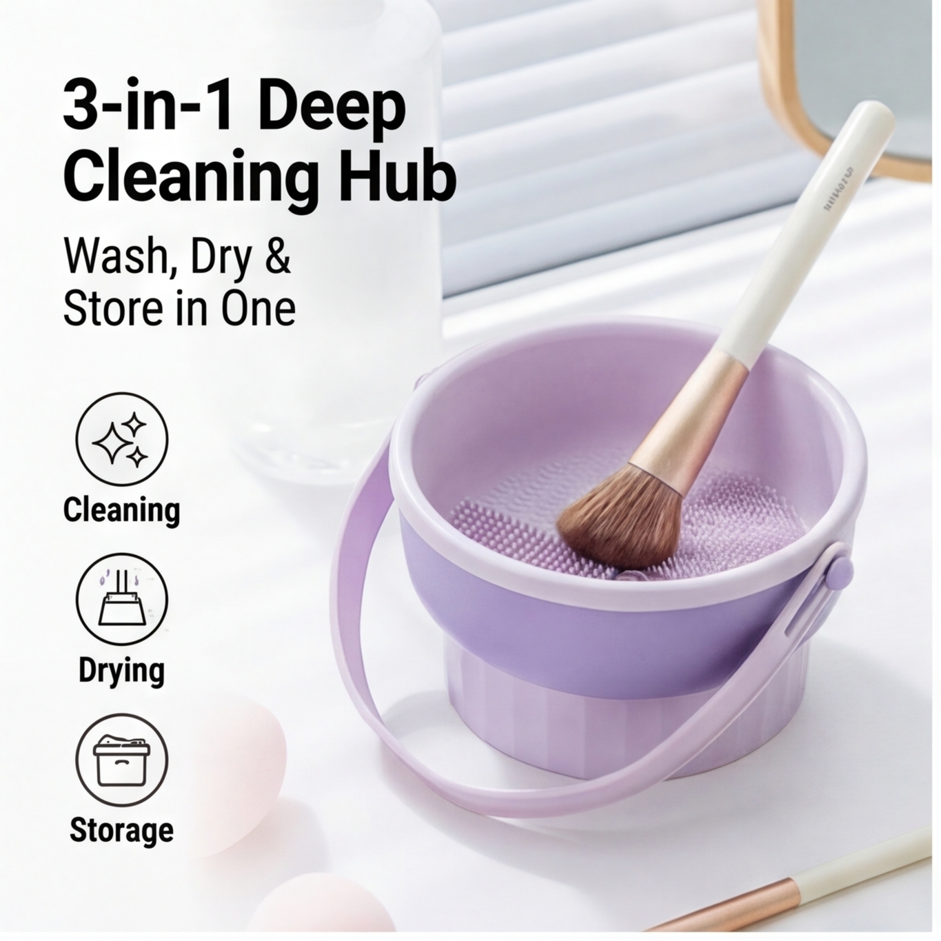 Cosmetic Sponge - Silicone Makeup Brush Cleaning Bowl, Beauty