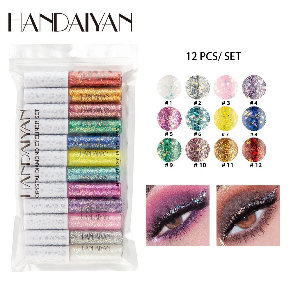 12pcs Glitter Eyeliner Set Lon - Eyeshadow Glitter Pigment avaliação e preço