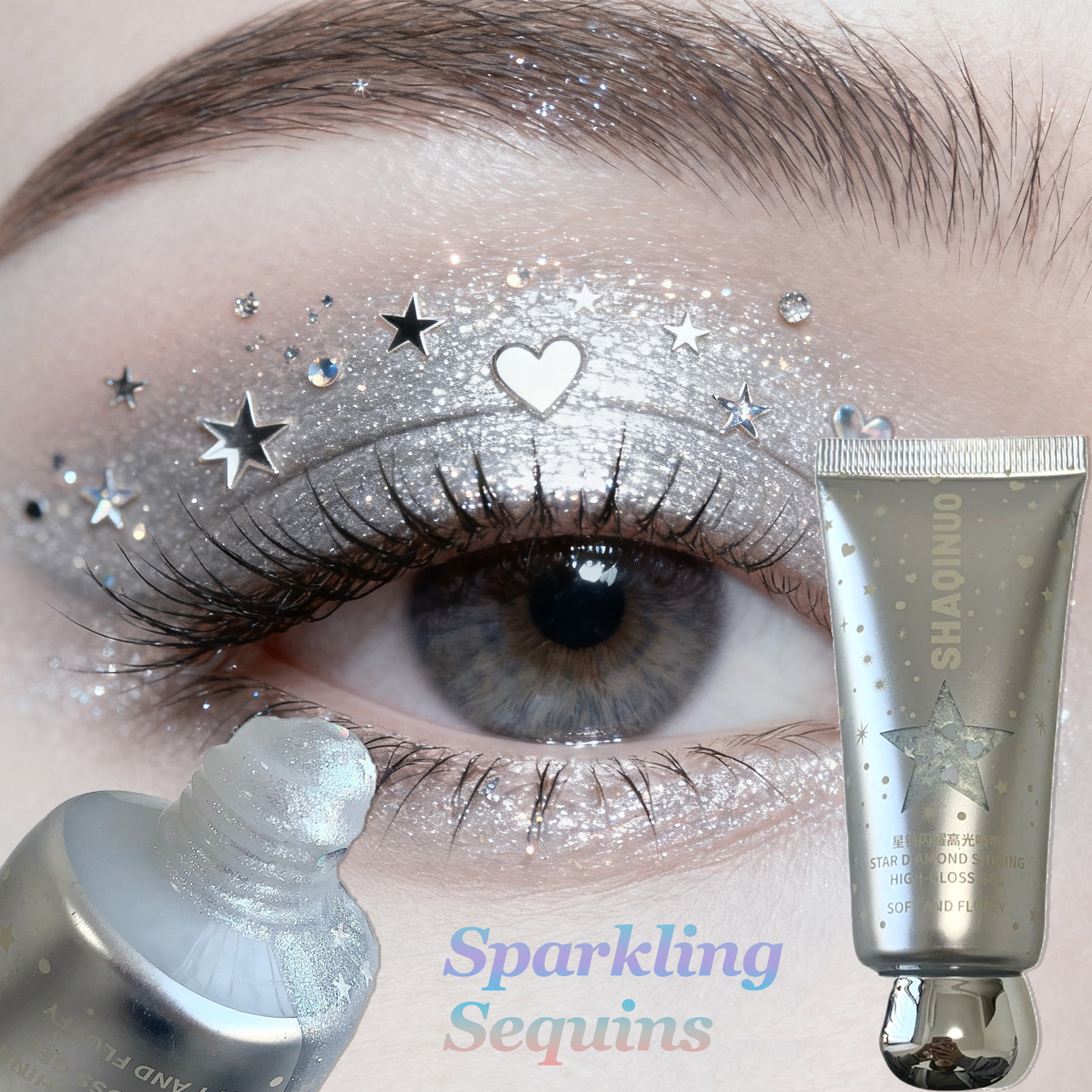 Star Heart Sequins Glitter Gel - Eyeshadow Glitter Pigment avaliação e preço