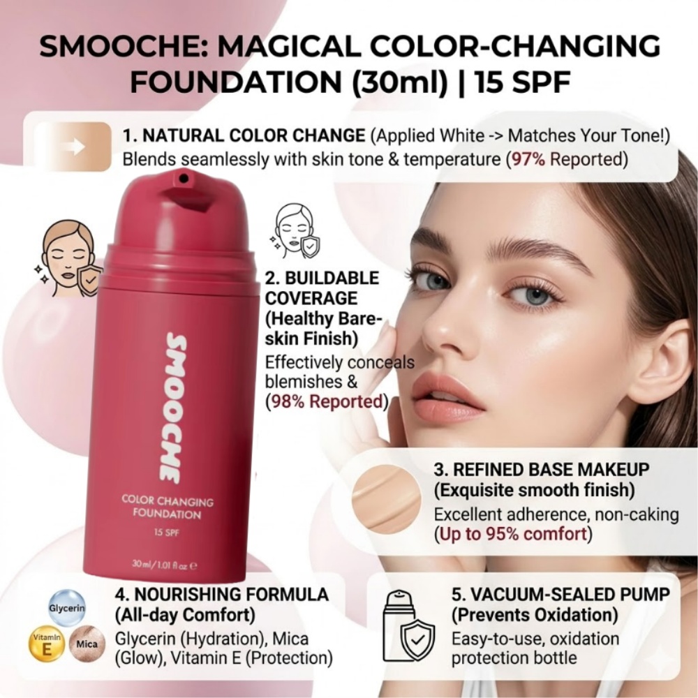 SMOOCHE Color Changing Foundat - Beauty Makeup Foundation avaliação e preço