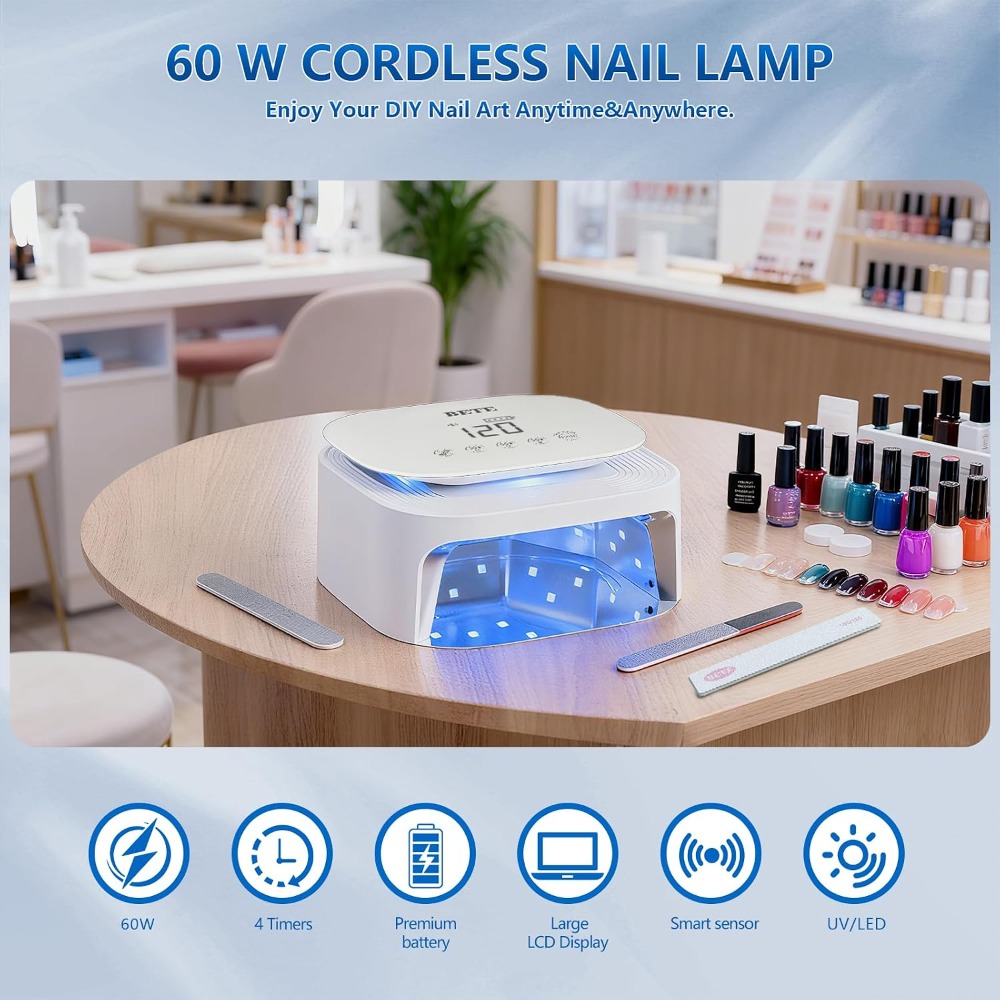 60W Cordless UV LED Nail Lamp  - Uv Nail Lamp avaliação e preço