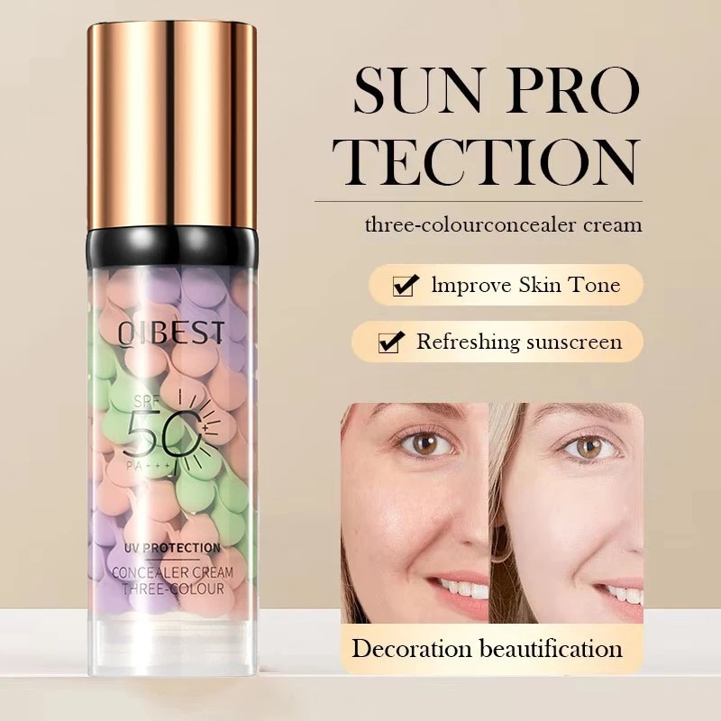 Face Makeup Primer Tri-color C - Beauty Makeup Foundation avaliação e preço