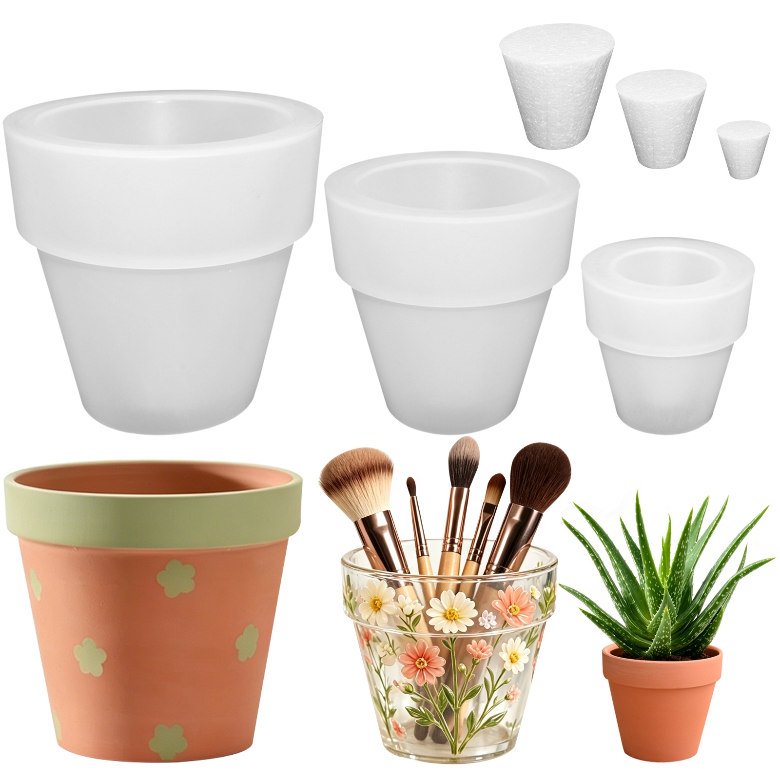 Flower Pot Silicone Molds, 3Pc - Beauty Makeup Products avaliação e preço