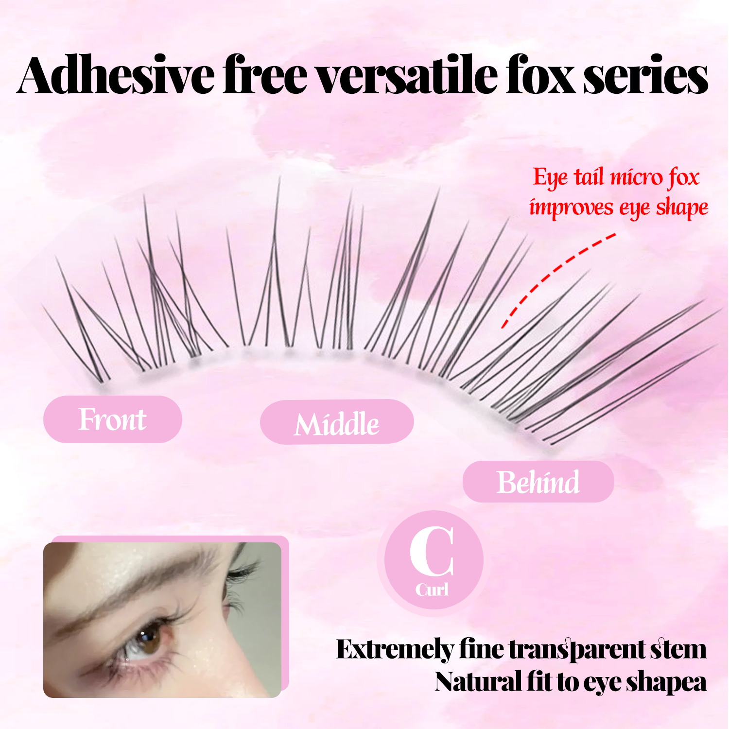 80PCS Little Milk Fox Glue-Fre - False Eyelashes Natural avaliação e preço