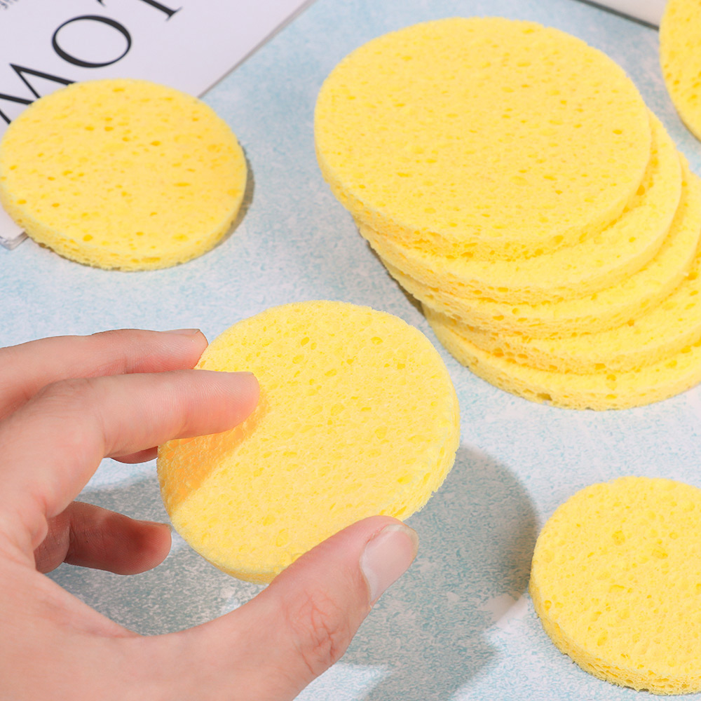 10pcs 6-9cm Yellow Face Round  - Cosmetic Sponge avaliação e preço